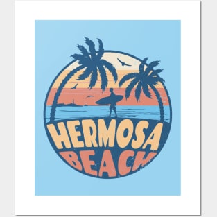 Vintage Surfing Hermosa Beach, California // Retro Summer Vibes // Grunge Surfer Sunset Posters and Art